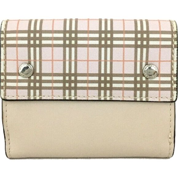 315181U Burberry Wallet Nova Check Bifold Pink PVC Leather - Picture 1 of 9